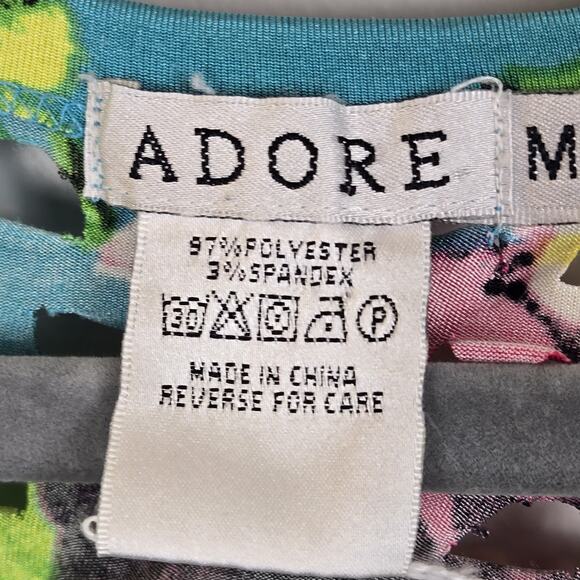 Neon Abstract Floral Cutout Swim Coverup Mini Dress MED Indie Sleeze Sexy Beach - Picture 4 of 7